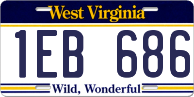 WV license plate 1EB686