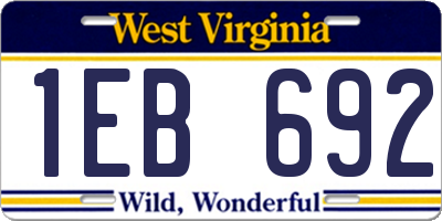 WV license plate 1EB692
