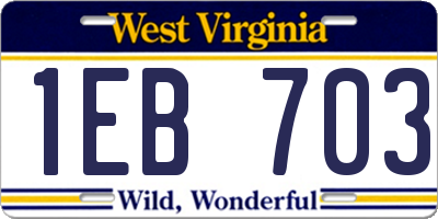 WV license plate 1EB703
