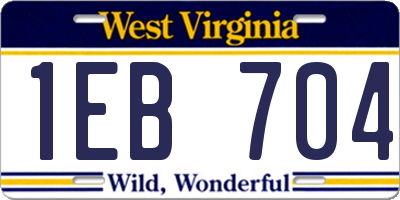 WV license plate 1EB704