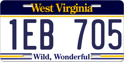WV license plate 1EB705