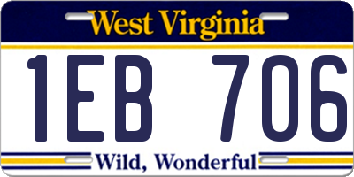 WV license plate 1EB706