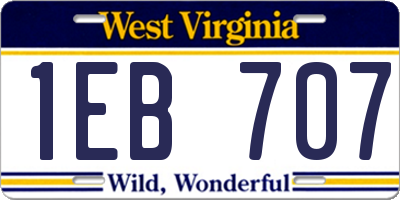 WV license plate 1EB707