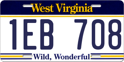 WV license plate 1EB708