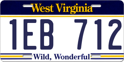 WV license plate 1EB712