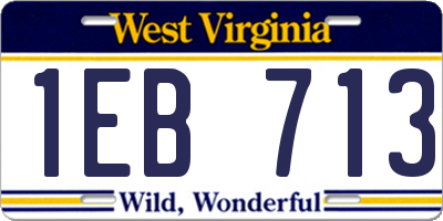 WV license plate 1EB713