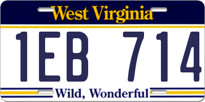 WV license plate 1EB714