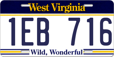 WV license plate 1EB716
