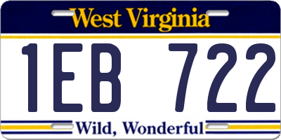 WV license plate 1EB722