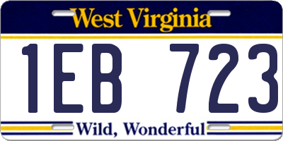 WV license plate 1EB723