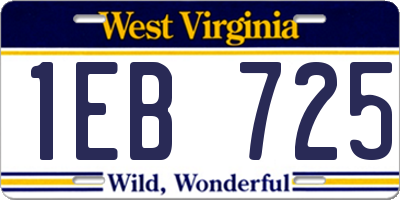 WV license plate 1EB725