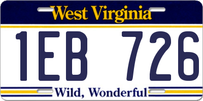 WV license plate 1EB726
