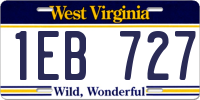 WV license plate 1EB727