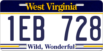 WV license plate 1EB728