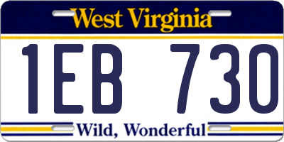 WV license plate 1EB730