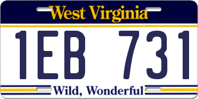 WV license plate 1EB731