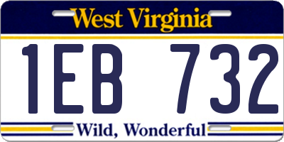 WV license plate 1EB732