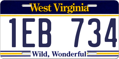 WV license plate 1EB734