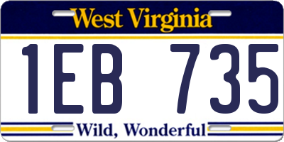 WV license plate 1EB735
