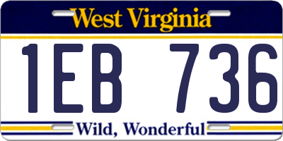 WV license plate 1EB736
