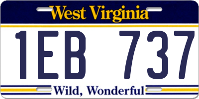 WV license plate 1EB737