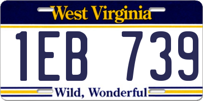 WV license plate 1EB739
