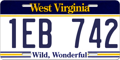 WV license plate 1EB742