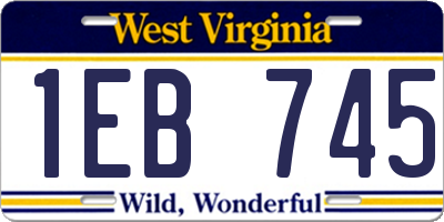 WV license plate 1EB745