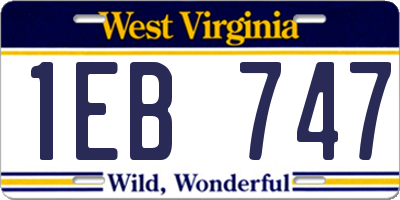 WV license plate 1EB747
