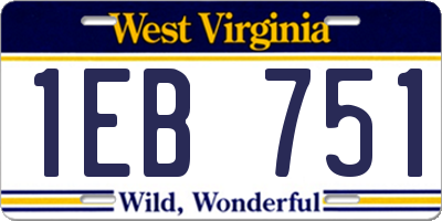 WV license plate 1EB751