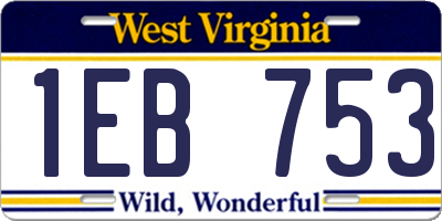 WV license plate 1EB753