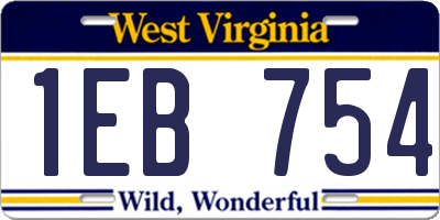 WV license plate 1EB754