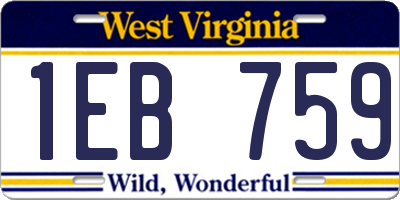 WV license plate 1EB759