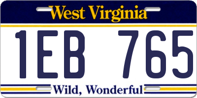 WV license plate 1EB765