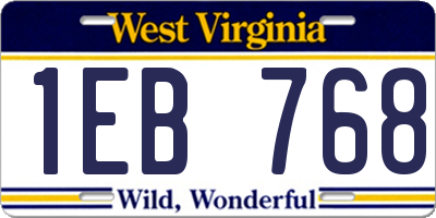 WV license plate 1EB768