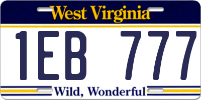 WV license plate 1EB777