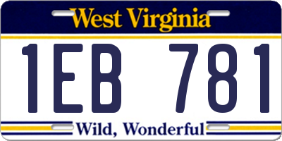 WV license plate 1EB781
