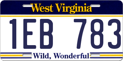 WV license plate 1EB783