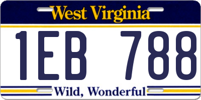 WV license plate 1EB788