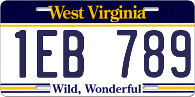 WV license plate 1EB789