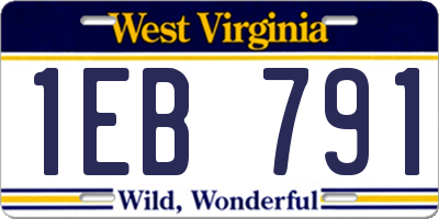 WV license plate 1EB791