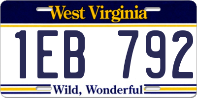 WV license plate 1EB792