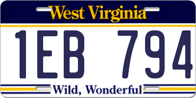 WV license plate 1EB794