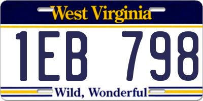 WV license plate 1EB798