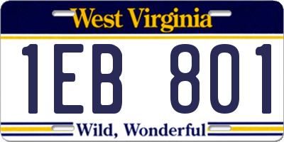 WV license plate 1EB801