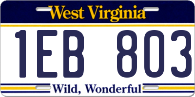 WV license plate 1EB803