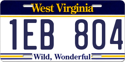 WV license plate 1EB804