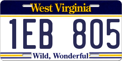 WV license plate 1EB805