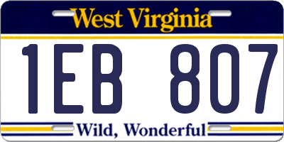 WV license plate 1EB807