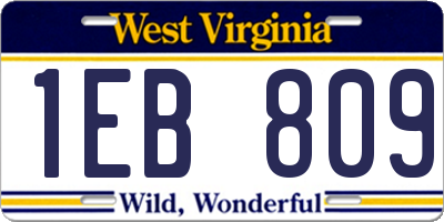 WV license plate 1EB809